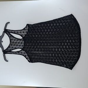 MIKEN Women's Black Crochet Racerback Swimsuit‎ Cover-Up - Size Medium